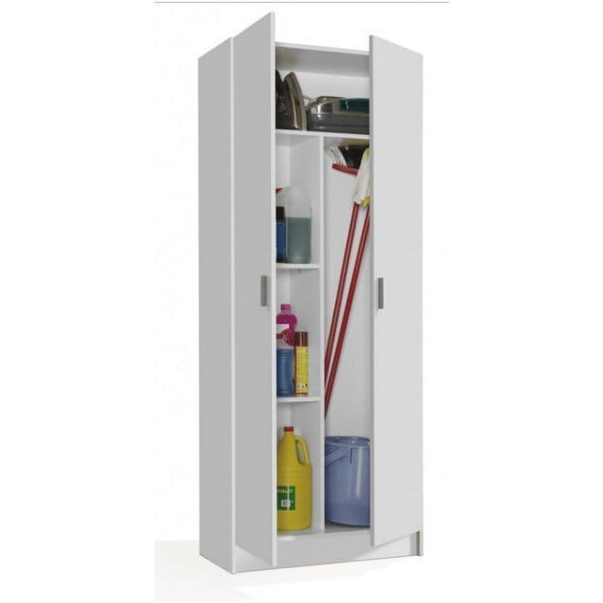 Utility Multi Purpose White 2 Door Storage Broom Cupboard - 2593