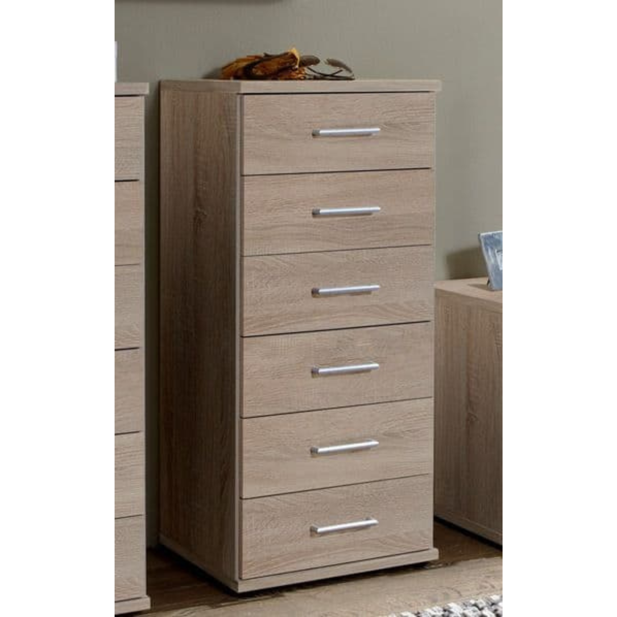 Venice Oak Effect Narrow Chest Of Drawers - 2372