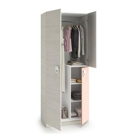 Carlos Grey And Pink 3 Door Slim Narrow Wardrobe - 3262