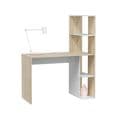 Saliba White And Oak Effect Desk With Bookcase - 3243